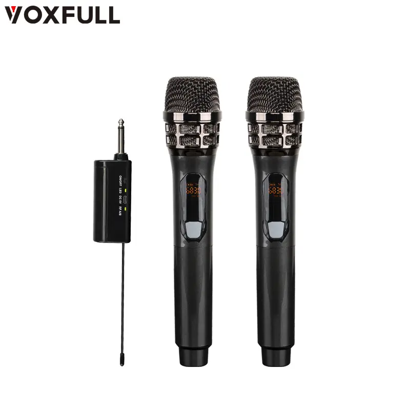 UHF Wireless Microphone Rechargeable Wireless Microphone Dual Handheld Dynamic Mic with Rechargeable Receiver