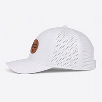 Casquette de baseball ajustable imperméable à 6 panneaux avec patch en cuir personnalisé de la marque T&L, style Techwear, pour la performance, vente en gros