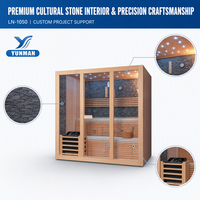 Sauna moderne extérieur avec douche intégrée, cabine de bien-être en bois massif, chauffage électrique, pré-assemblage, support usine