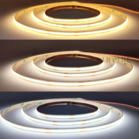 Bande LED COB Flexible à Double Température de Couleur, 8mm de Largeur, Blanc Chaud Dimmable DC24V, 576 LED/M, Prix Usine