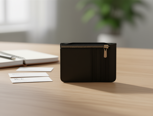 Portacarte con cerniera a 5 strati in pelle PU da 5 pollici per carte, stile solido - Product Image 2