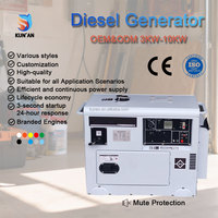 Générateur diesel super silencieux pour 5kva 6kva 8kva 10kva 12kva Générateurs diesel entièrement en cuivre Refroidi par air Générateur diesel portable