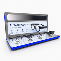 Support d'affichage pour lunettes intelligentes LED personnalisées avec boîte lumineuse remplaçable et câble de sécurité antivol pour présentoir de comptoir de vente au détail