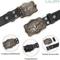 Cinturón de Cuero PU Estilo Vaquero Clásico Vintage con Hebilla de Toro Longhorn de Aleación, Moderno y Juvenil para Hombre