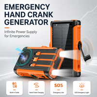 Batterie Externe Solaire avec Chargeur Magnétique Sans Fil, Manivelle Manuelle, Charge Rapide PD 22.5W, Câble Intégré et Lampe Torche LED