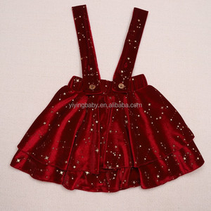 Vente en gros de nouvelles mini-robe en <span class=keywords><strong>velours</strong></span> scintillant à double sangle et étoiles pour filles salopette de boutique pour enfants <span class=keywords><strong>jupe</strong></span> à bretelles pour petites filles - Product Image 5