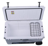 Glacière portable isotherme 100L étanche avec roulettes, maintien de la glace pendant 5 jours, motif camouflage, logo personnalisé, pour le stockage alimentaire, le camping et l'extérieur