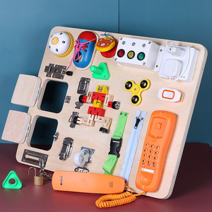 2022 hotsale Montessori giáo dục hoạt động Toddler Đồ chơi bằng gỗ gỗ bận rộn Hội Đồng Quản Trị Hoạt động ban cảm giác cho bé Đồ chơi trẻ mới biết đi - Product Image 5