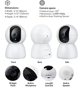 RSH高清室内WiFi闭路电视摄像机婴儿监视器双向音频夜视自动跟踪家庭安全保护云存储卡 - Product Image 6