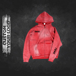 Pull à capuche surdimensionné pour hommes vintage en coton solide personnalisé en vente en gros avec fermeture à glissière tissu lavé à l'acide nouveau tissu personnalisé - Product Image 2