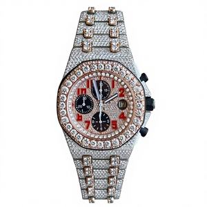 Custom Design Moissanite <b>Diamond</b> Hip Hop <b>Watches</b> Automatic Handcrafted Studded Stainless Steel Glass 10 Bar Water Resistant Men - Product Image 1