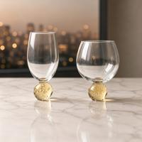 Verre à vin en cristal jaune clair Raymond, base en forme de bulle, tulipe, 540 ml, gobelet pressé à la main, cadeau