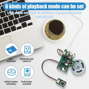 300S Music Memory USB Downloadable Sound Module Button Cell Battery For Music Playing DIY Sound Module By Light Sensor