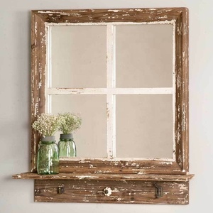 <span class=keywords><strong>Espejo</strong></span> de Pared con Marco de Madera Rústica Estilo Granja con Estante, 27'' x 30'' de Alto - Product Image 2