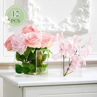 Vases carrés acryliques 3 ''4'' 5 ''Cube clair fleur centre de table décoratif pour mariage maison événements fêtes-12 pièces Ensemble
