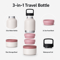 Accessoires de voyage pour animaux de compagnie, bouteille d'eau portable pour chien de 32 oz, distributeur d'eau en acier inoxydable anti-fuite pour la randonnée en plein air, le camping, avec 2 bols