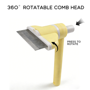 Peigne anti-<span class=keywords><strong>puces</strong></span> et brosse à poils rotative à 360° avec aiguilles en acier inoxydable, autonettoyante, portable et sûre pour chats et chiens - Product Image 3