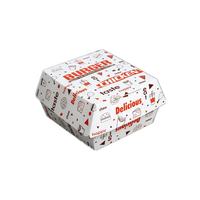 Boîte d'emballage en papier pour emporter, avec logo personnalisé, fabriquée en Chine, pour hot-dogs, hamburgers, poulet frit