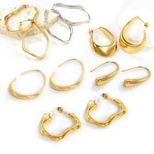 Pendientes de Aro Grandes y Huecos para Mujer, Hipoalergénicos, Personalizados, Chapados en Oro PVD de 18k, de Acero Inoxidable 304 - Product Image 3