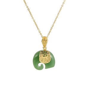Collar de Elefante con Colgante de Jade de Resoul Lucky Jewelry, Cadena Chapada en Oro de 18k, Joyería Delicada, Collar de Moda - Product Image 5