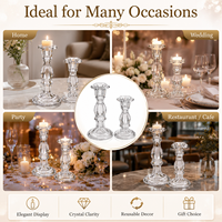 Porte-bougies géométriques facettés en cristal transparent faits à la main, écologiques, pour les mariages, la maison et la décoration de table d'événements