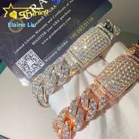 Bracelet chaîne cubaine en argent sterling 925 certifié GRA, hip-hop, 15 mm, moissanite VVS, bijoux fins, bracelet en moissanite