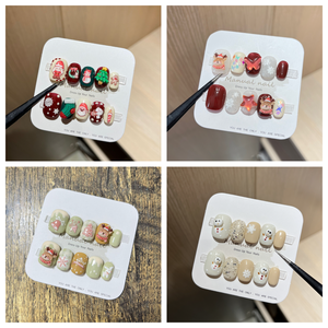 Navidad 10 Uds <span class=keywords><strong>uñas</strong></span> <span class=keywords><strong>postizas</strong></span> <span class=keywords><strong>de</strong></span> lujo Venta caliente francés hecho a mano acrílico Prensa en <span class=keywords><strong>uñas</strong></span> artificiales reutilizables para niñas - Product Image 6