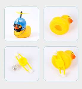 Canards en caoutchouc, klaxon de vélo, klaxon de moto avec hélice de casque, jouet canard en caoutchouc mignon, ornements de voiture, décoration de la maison - Product Image 6