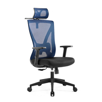 Chaise de bureau ergonomique pivotante moderne à dossier haut entièrement en maille avec support lombaire, appui-tête réglable, inclinaison électrique et réglage en hauteur en tissu