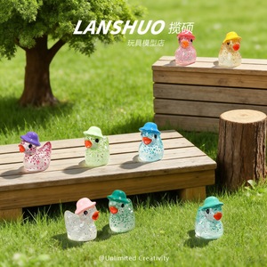 Lanshuo Resin <b>Duck</b> Miniature Decorations With <b>Hat</b> Glittery Craft DIY Jewelry Accessories Home Decoration Animal Shape Plastic - Product Image 2