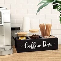 Boîte de rangement en bois avec logo personnalisé et 3 compartiments divisés Petit emballage cadeau à usage domestique pour l'organisation des tasses à café