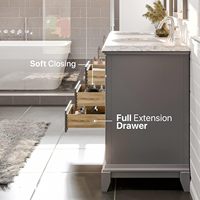 Meuble de salle de bain moderne et simple, à poser au sol, en MDF et bois massif, finition laquée, avec dessus en marbre artificiel