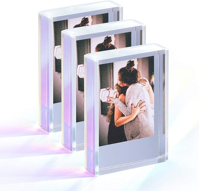 3-Pack Fujifilm Instax Mini 2x3 Iridescent Acrylic Photo Frame for Polaroid Display Racks for Instant Photos