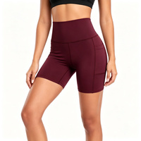 Shorts cyclistes taille haute élastiques sans coutures pour femmes avec poches, contrôle du ventre de 5 pouces, pour l'entraînement, le yoga et le sport