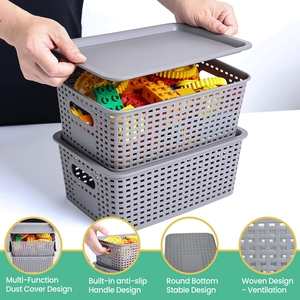 Multi Purpose <b>Plastic</b> <b>Mesh</b> Storage Basket with Handle Ventilated Laundry Supplies Organizer Storage Basket for Home - Product Image 4