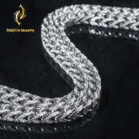 Collier chaîne cubaine Moissanite Iced Out, tressé dense et entrelacé, en argent 925 VVS, pour homme, style Hip Hop, bijoux certifiés GRA