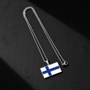 Fabrikant Roestvrijstalen <span class=keywords><strong>Finland</strong></span> Vlag Charme Kettingen 18K Vergulde Emaille Finlander Finn Kaart Finse Hanger Ketting - Product Image 5