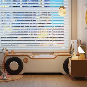 JINS, venta al por mayor, cama de madera maciza azul naranja, Suite para niños, muebles, serie de coches, personalidad, niños, niñas, coche deportivo, cama para niños - Product Image 3