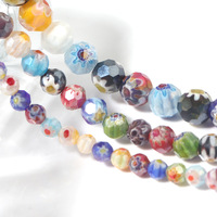 Vente en gros de perles de verre au chalumeau en cristal de couleur mélangée à facettes mille fleurs pour la fabrication de bijoux (AB2057)