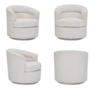 كرسي كارلفورد بذراع دوار 360 درجة، كرسي استرخاء قماشي لغرفة المعيشة وغرفة النوم، ديكور ناعم لطاولة القهوة - Product Image 3