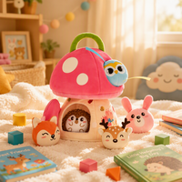 Jouet en peluche personnalisé en forme de maison champignon, maison douce en forme d'animal avec renard, hérisson, hibou, lapin, cerf - Rembourrage en coton PP pour bébés filles