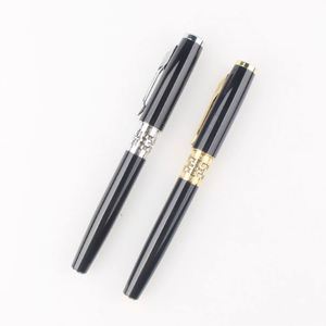 Custom Logo Hollow Roller Metal <b>Pen</b> With Black Rose <b>Gold</b> for New Business Gift - Product Image 1