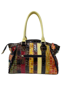 Nouveau rétro à la mode Rivet Messenger épaule première couche peau de vache femme sac à main sac mode en cuir verni fille tueur sacs fourre-tout - Product Image 3