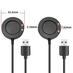 Pengisi daya gelang magnetik jam tangan pintar kabel pengisi daya USB 2 Pin 1A kompatibel dengan 7.62mm 4mm 2.54mm 2 contactor jam tangan pintar