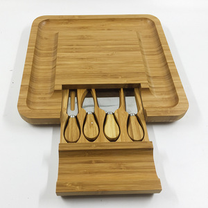 Bamboo <b>Cheese</b> Board <b>Set</b> With Drawer <b>Knife</b> Storage Cutting Chopping Board For Food Prep Durable Hand Wash Only - Product Image 5