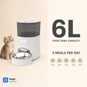 Automatic <b>Cat</b> <b>Feeder</b> With LCD Display Timer 6L Plastic Modern Design Indoor Use For <b>Cats</b> - Product Image 2