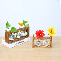 Vase à fleurs en bois ampoules hydroponiques, ornement de maison, articles meubles, station de circulation, terrarium, mignon, plusieurs tailles, offre spéciale