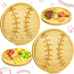 Bamboo Round Baseball <b>Tray</b> 30cm Wooden <b>Snack</b> <b>Tray</b> For Restaurant Serving - Product Image 4