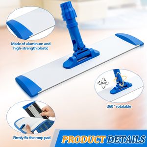 Tête de balai plat en aluminium durable pour le nettoyage des sols, recharge de 40/60/90 cm avec rotation à 360° °   Tête de balai plat rotative avec fixation <span class=keywords><strong>velcro</strong></span> - Product Image 3