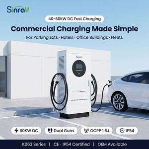 เครื่องชาร์จรถยนต์ไฟฟ้าแบบติดตั้งบนพื้นกลางแจ้ง 40KW 60KW GBT แบบหัวชาร์จคู่ DC รองรับแรงดันไฟฟ้า 200-1000V AC 380V 3 เฟส รองรับมาตรฐาน OCPP 1.6J พร้อมระบบ 4G RFID ระดับการป้องกัน IP54 - Product Image 1